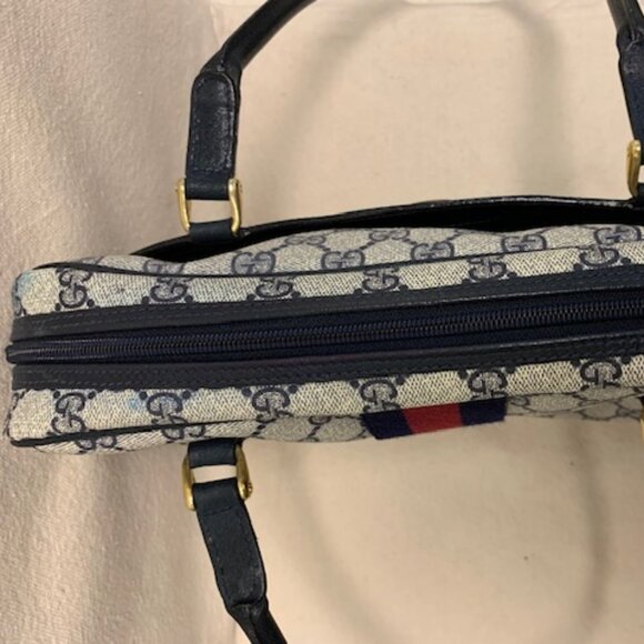 Vintage Gucci Navy GG Canvas Sherry Line Authentic Bag with COA - Picture 6 of 16